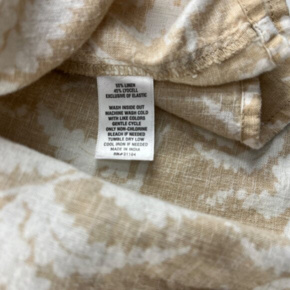 Wonderly Womens Linen Blend Button-Up Short Sleeve Dress Beige & White - Picture 4 of 5